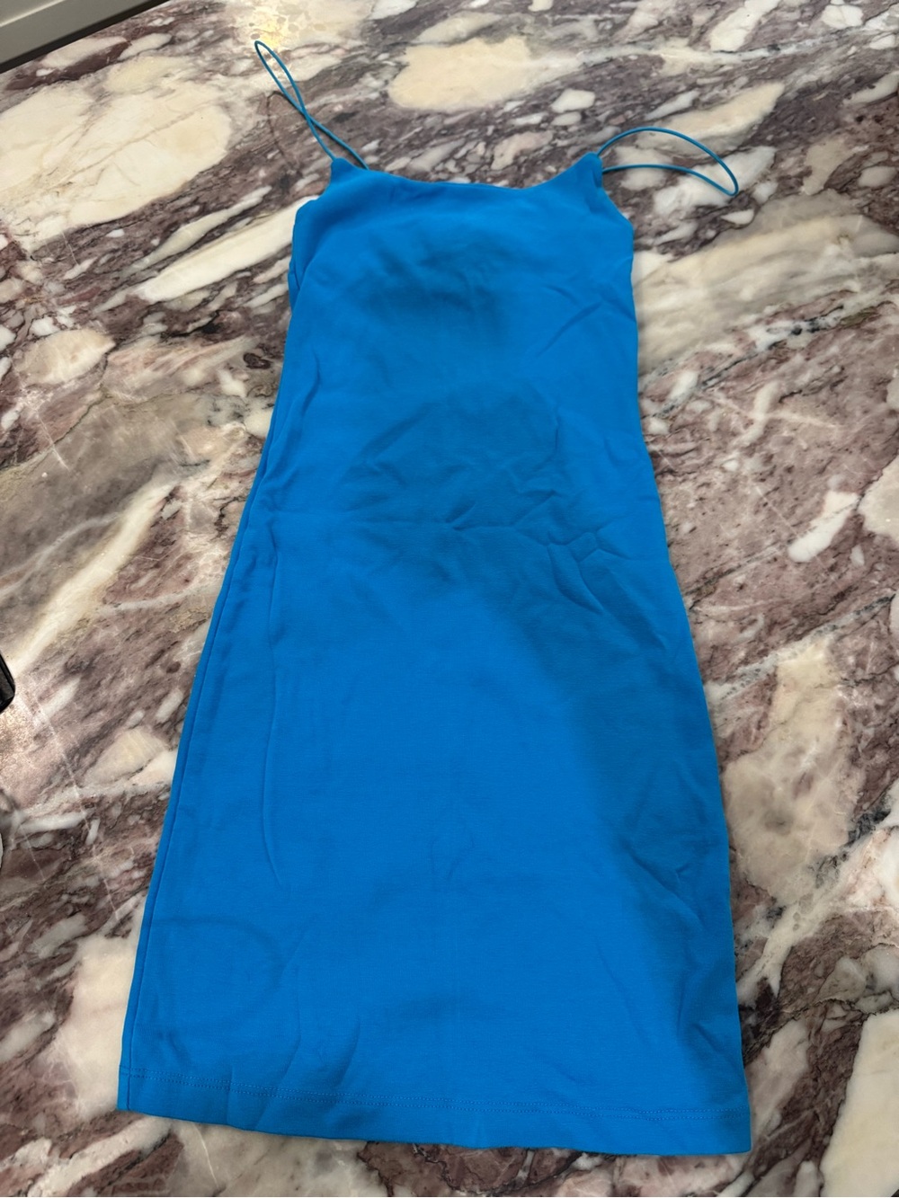 Zara Electric Blue Mini Slip Dress with Spaghetti Straps